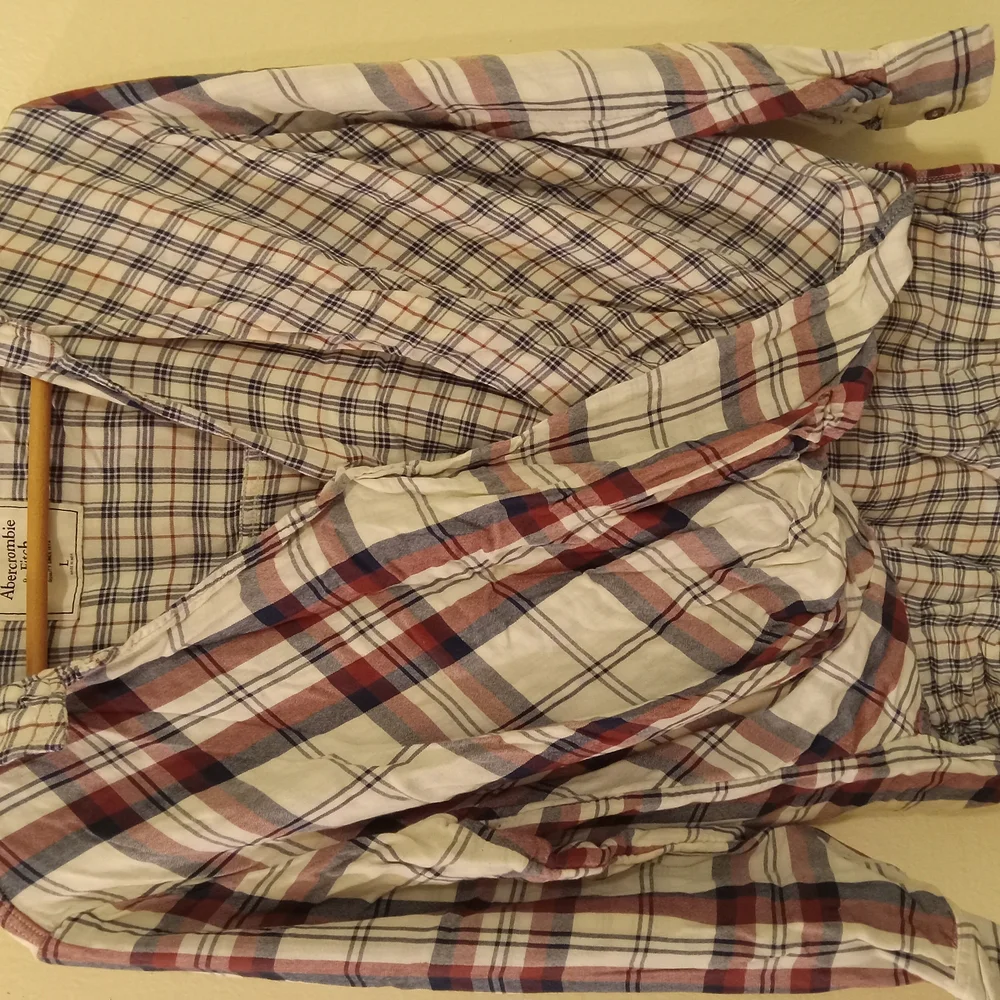 Abercrombie & Fitch Plaid Blouse - Cream and Black - Picture 2 of 6